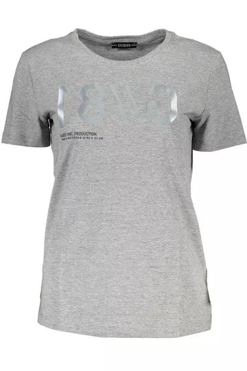 Guess Jeans Chic Gray Logo Tee with Wide Neckline