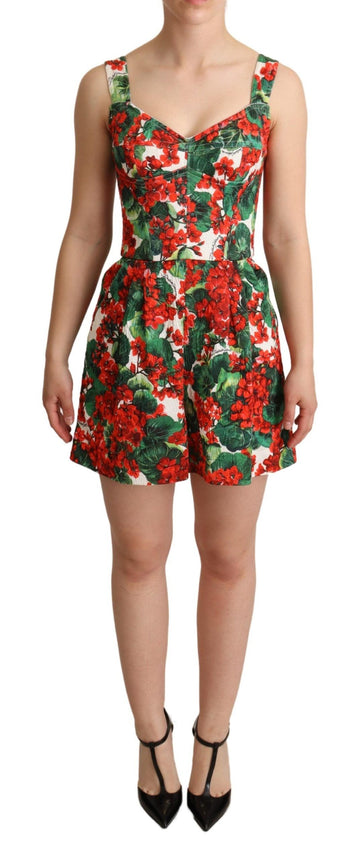 Dolce & Gabbana Chic Red Geranium Print Sleeveless Jumpsuit